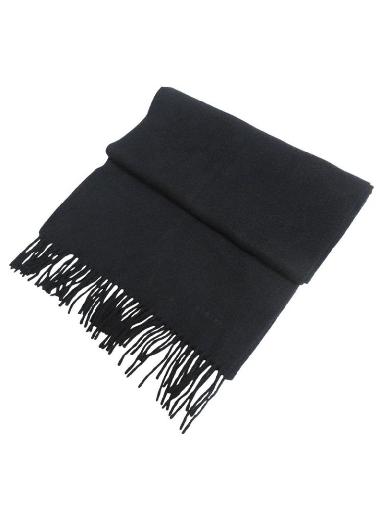 Hermes Cashmere Fringe Scarf Black